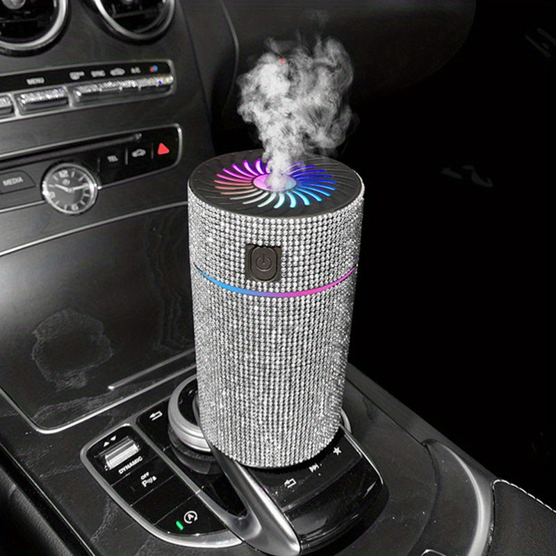 Luxury Rhinestone Car Diffuser Humidifier with LED Lights Aromatherapy Air Freshener