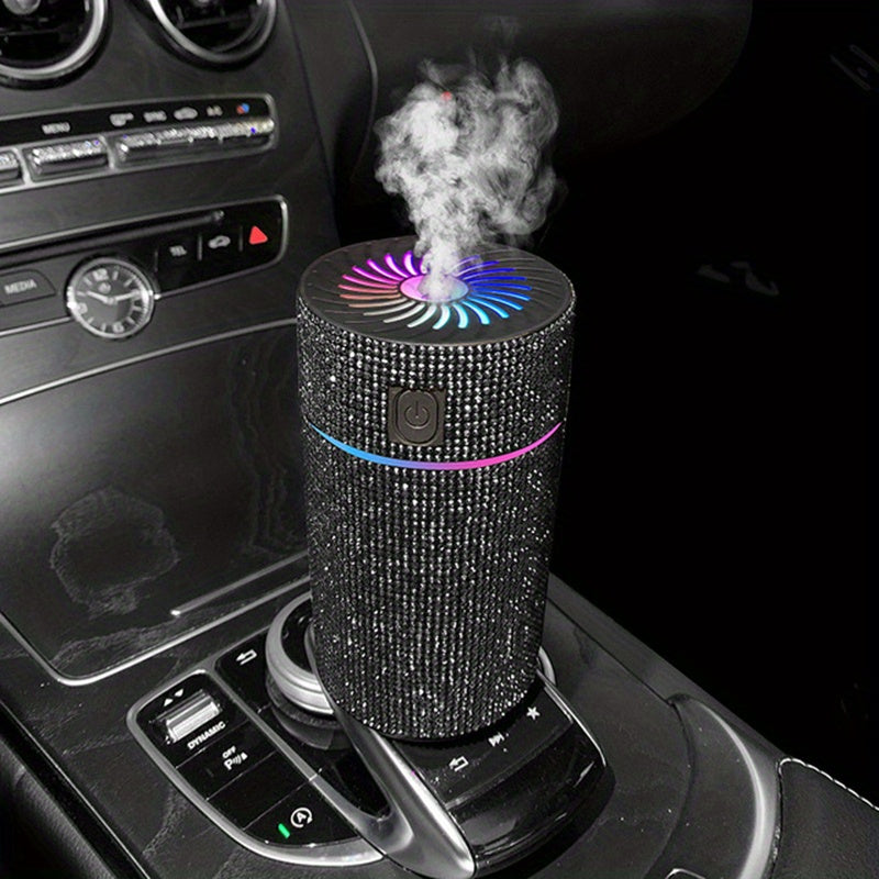 Luxury Rhinestone Car Diffuser Humidifier with LED Lights Aromatherapy Air Freshener
