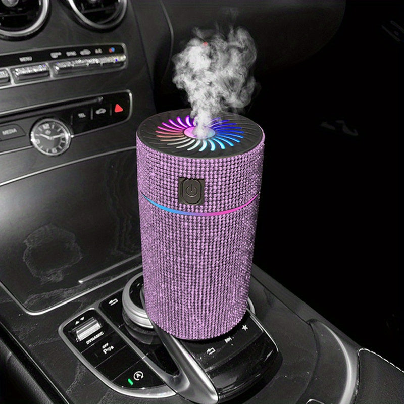 Luxury Rhinestone Car Diffuser Humidifier with LED Lights Aromatherapy Air Freshener