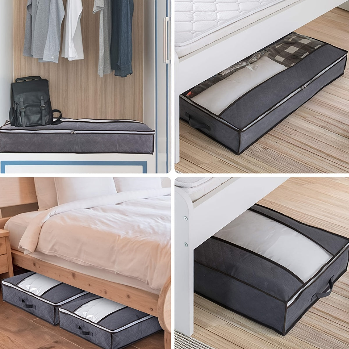 Yotoq ostidagi saqlash sumkasi, katta hajmli changga qarshi tekis saqlash tashkilotchisi, uy ro‘zg‘or qavatlari uchun