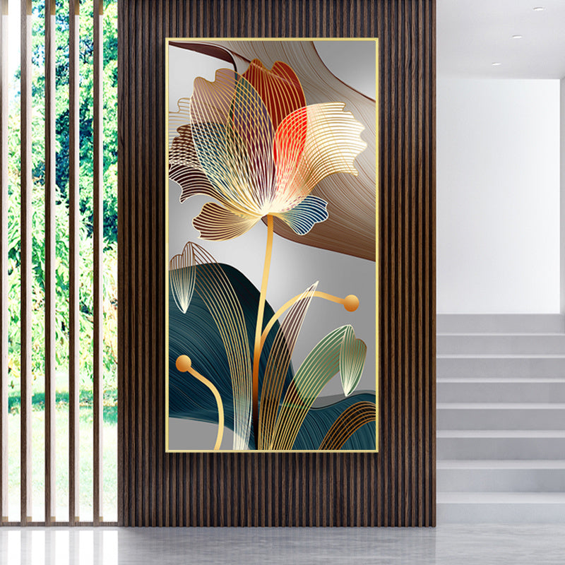 Abstract Flower Canvas Wall Art for Home Decor Frameless Ink Print Portrait