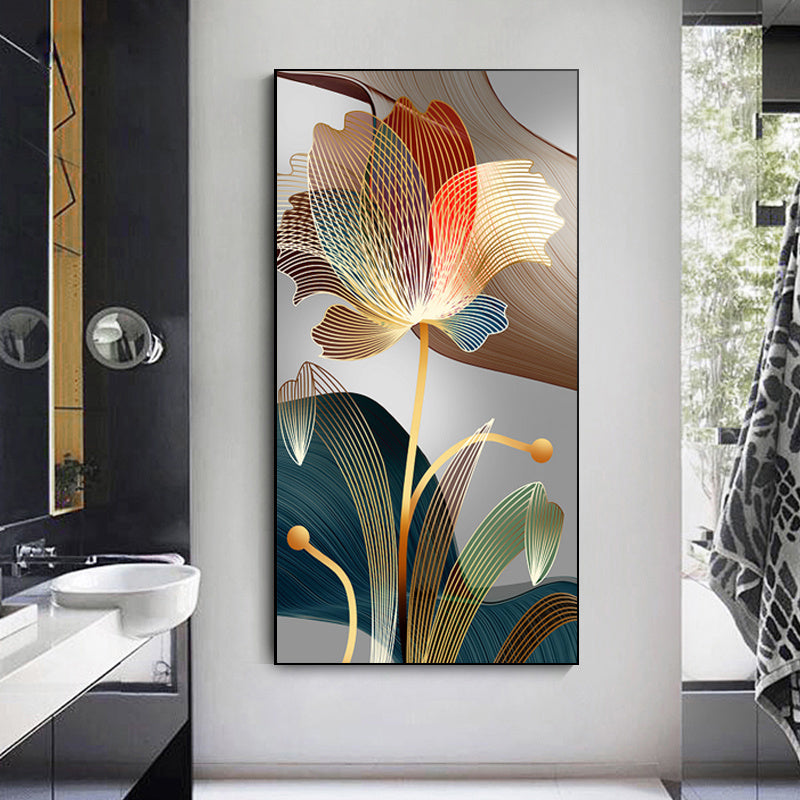 Abstract Flower Canvas Wall Art for Home Decor Frameless Ink Print Portrait