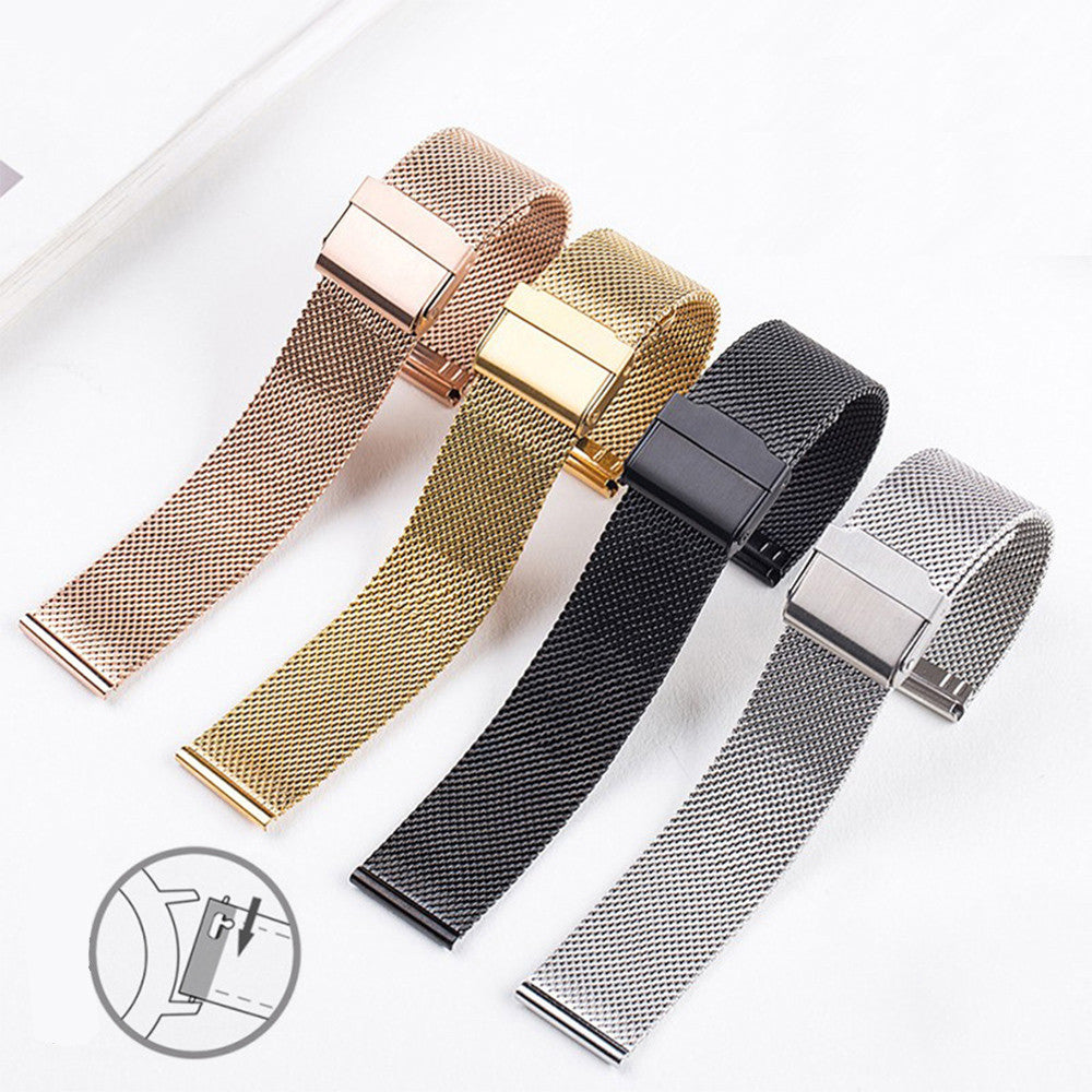 Stainless Steel Milanese Loop Watch Band 18-24mm Quick Release Smartwatch Strap