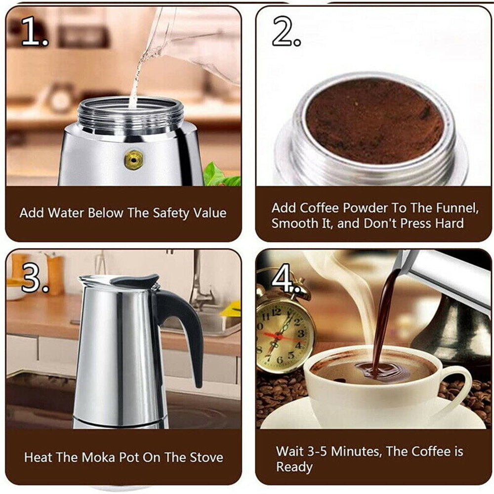 Stainless Steel Coffee Percolator Pot for Espresso Mocha Latte Stove Top