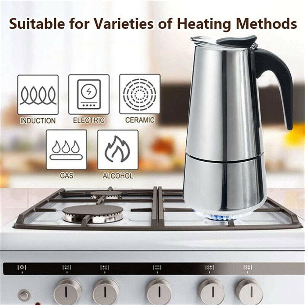 Stainless Steel Coffee Percolator Pot for Espresso Mocha Latte Stove Top