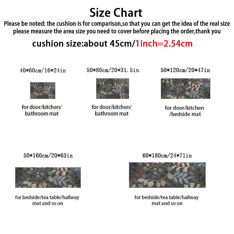 Alfombra de área botánica para sala de estar, dormitorio, pasillo. Múltiples tamaños