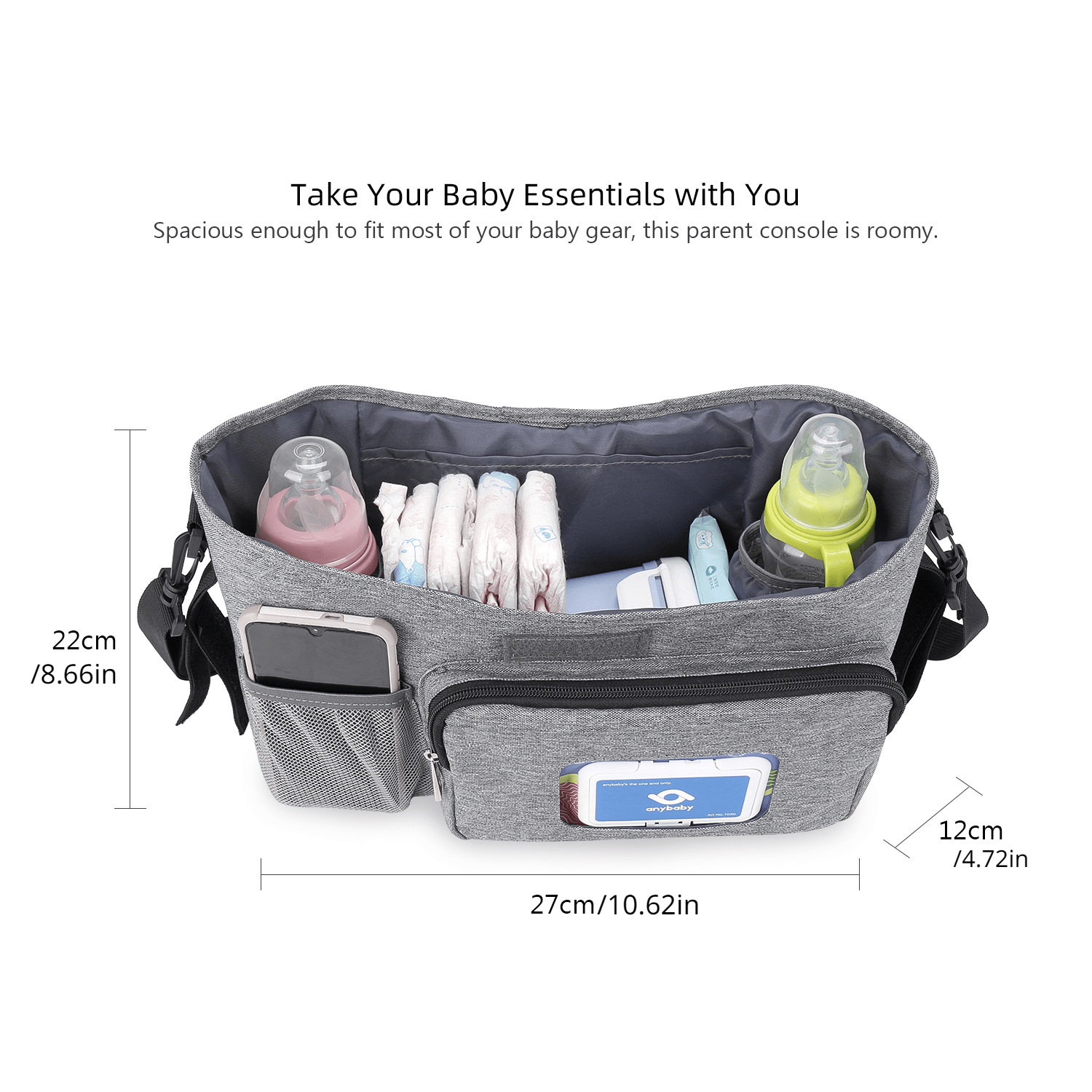 Stroller Organizer Outdoor Storage Bag with Wet Wipes and Paper Drawer for Moms