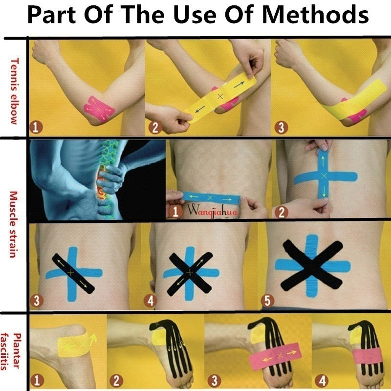 Cinta de kinesiología transpirable impermeable para unisex, banda de soporte muscular 2.5cm x 5m