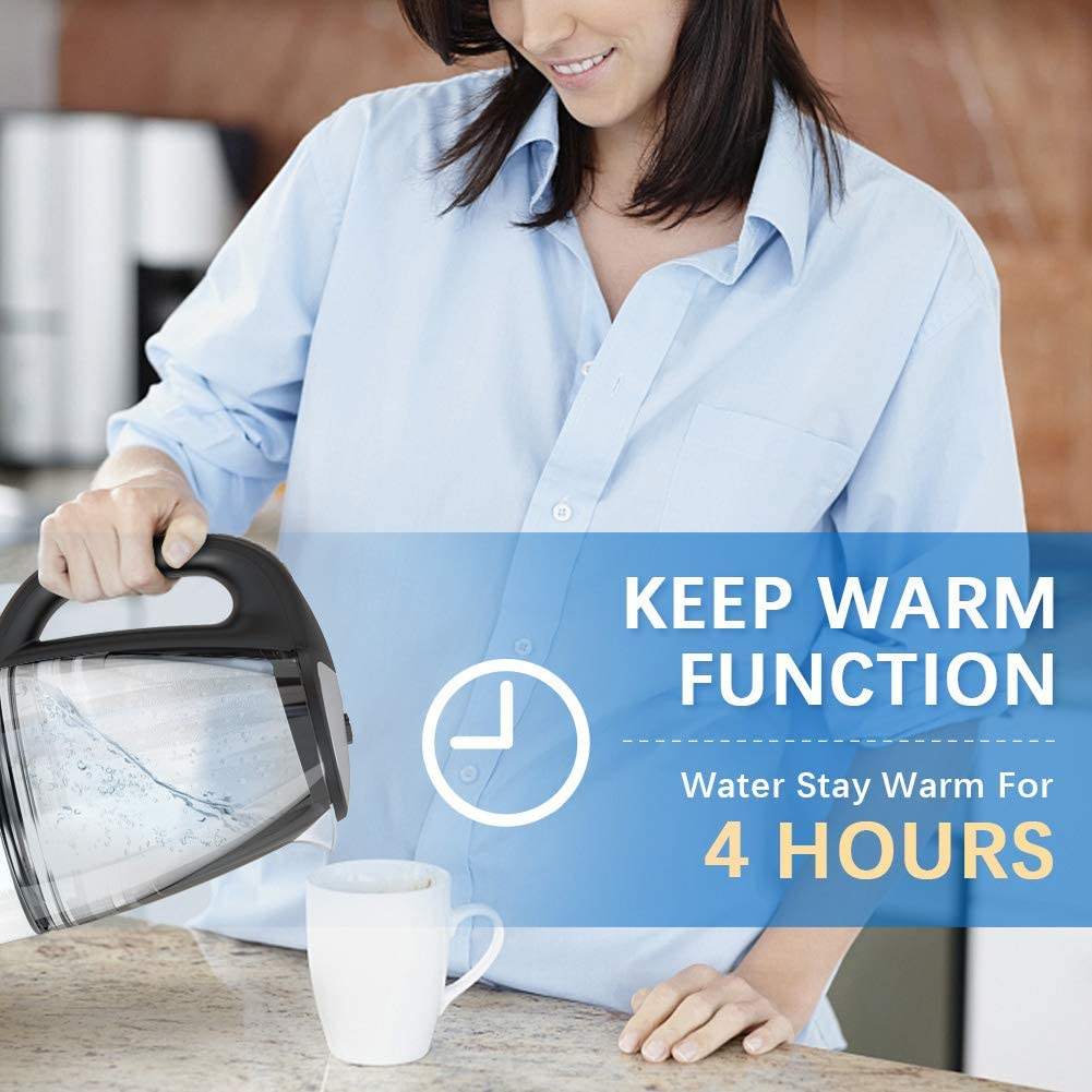 Electric Glass Kettle 2.0L 2200W Fast Boiling Temperature Control Keep Warm Auto Shut-Off