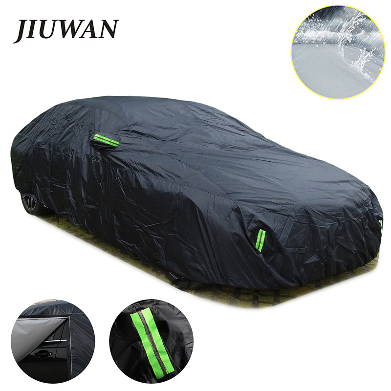 Universal avtomobil qopqog'i tashqi quyosh, qor, UV, suv o'tkazmaydigan, zipli, qora, S-XXL