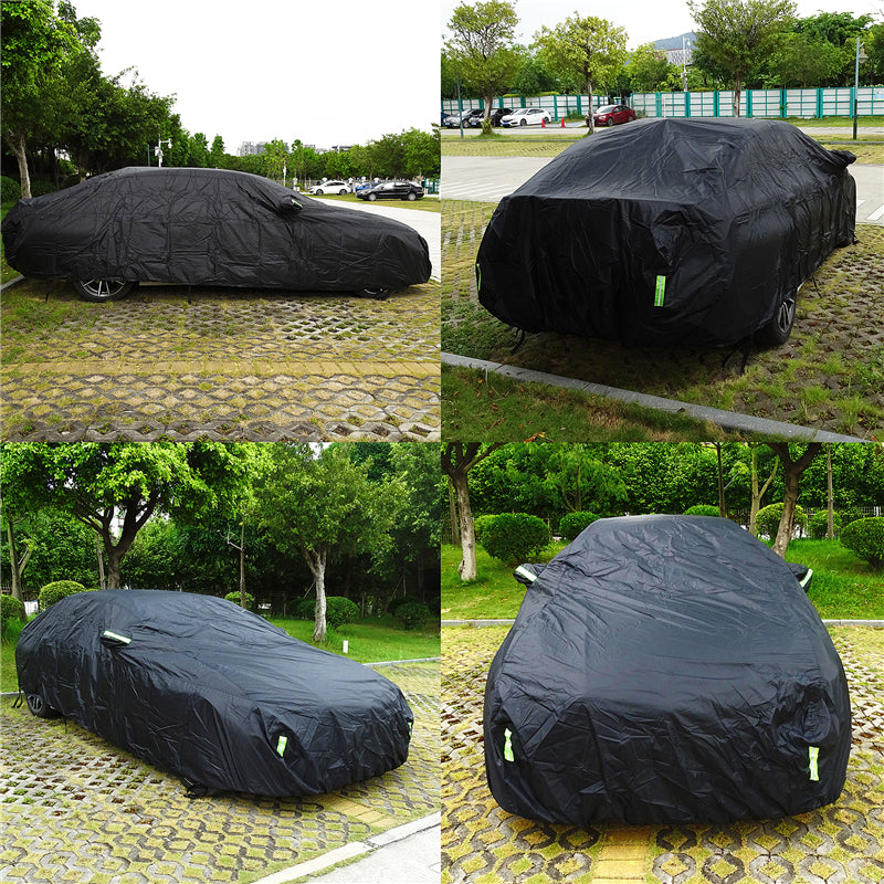 Universal avtomobil qopqog'i tashqi quyosh, qor, UV, suv o'tkazmaydigan, zipli, qora, S-XXL