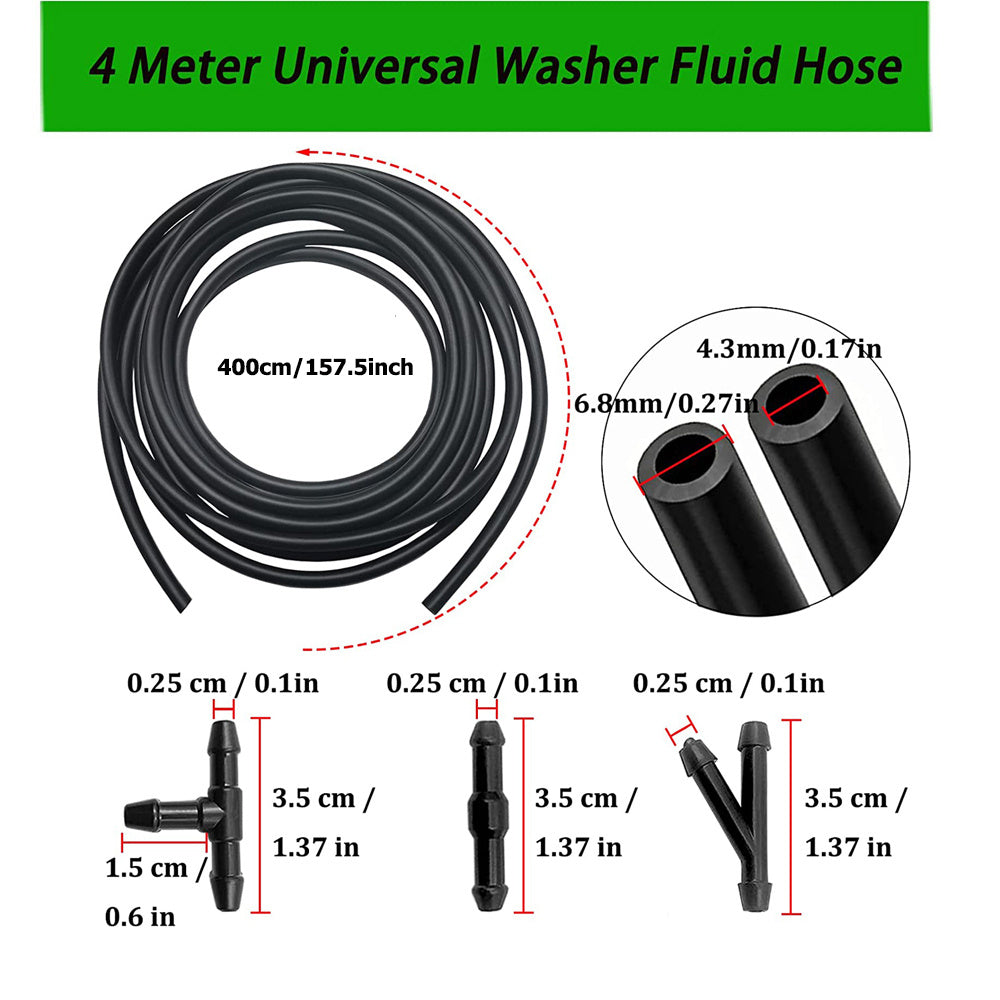 Car Windshield Washer Hose Kit 4m with Connectors for Most Vehicles