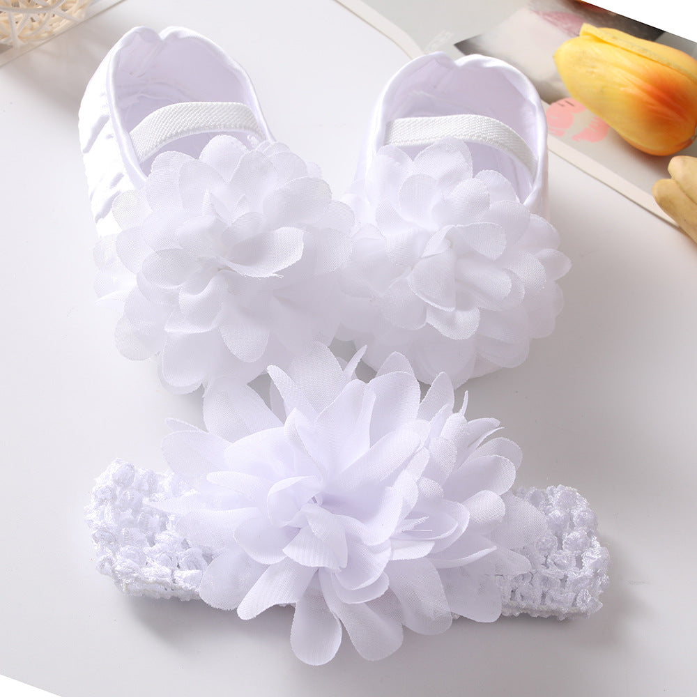 Infant Girls Slip-On Mary Jane Flats with Lace Flower Decor Soft Sole Anti-Skid Dress Shoes