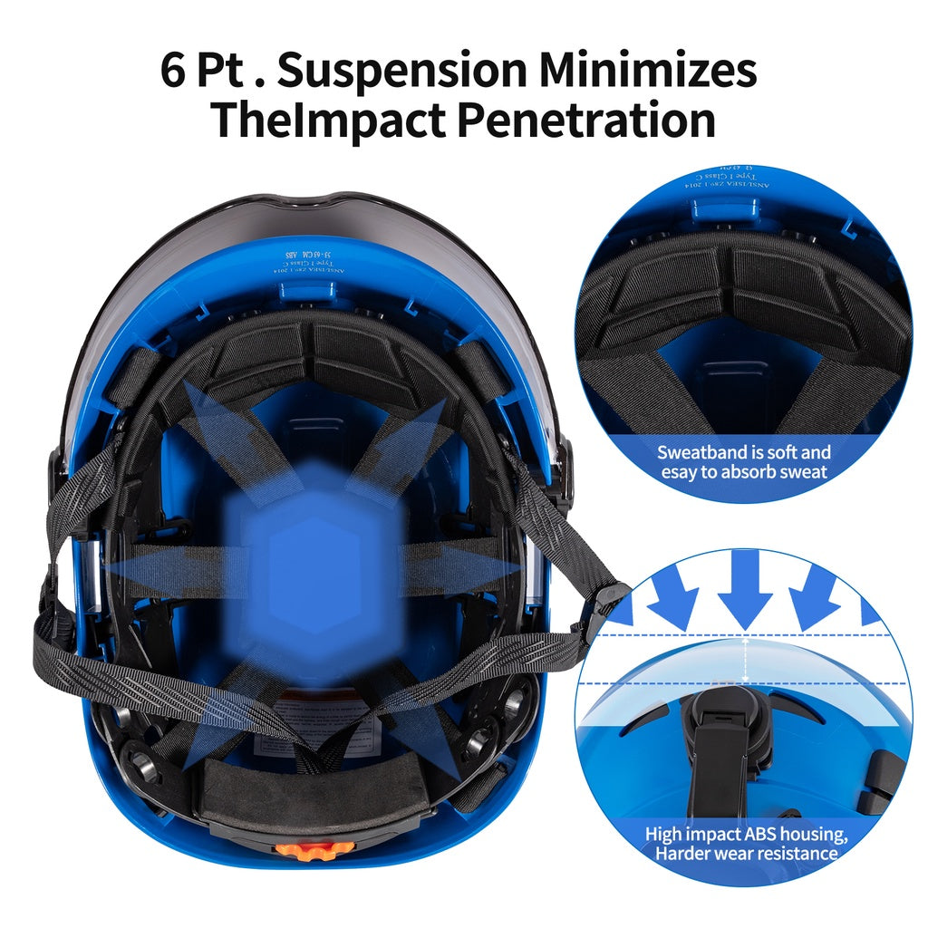 American Style Safety Helmet with Noise Reduction Earmuffs 30dB Protection