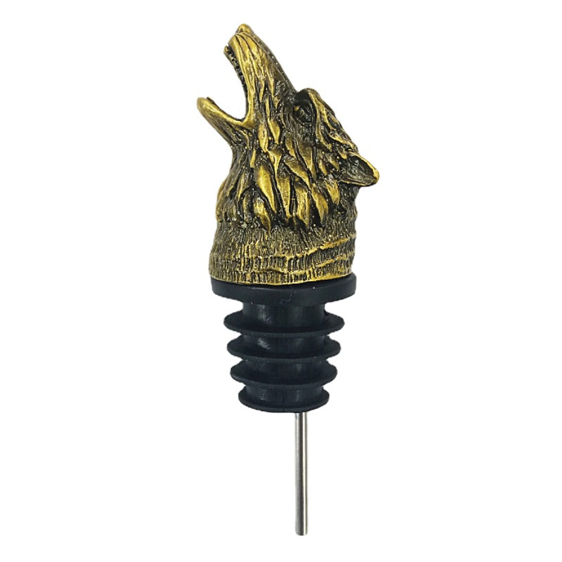 Zinc Alloy Wolf Head Wine Pourer Decorative Bar Accessory Gift