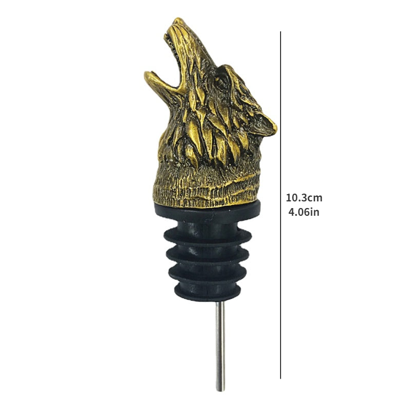 Zinc Alloy Wolf Head Wine Pourer Decorative Bar Accessory Gift