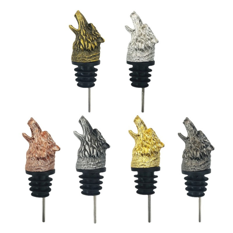 Zinc Alloy Wolf Head Wine Pourer Decorative Bar Accessory Gift