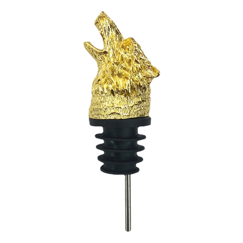 Zinc Alloy Wolf Head Wine Pourer Decorative Bar Accessory Gift