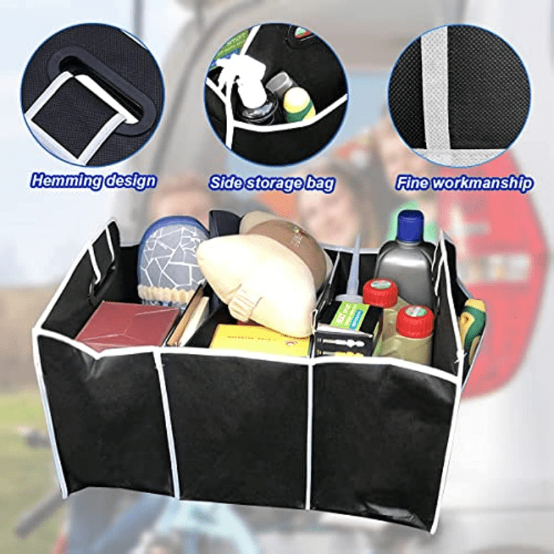 Universal Car Trunk Organizer Storage Box for Vehicles in Black