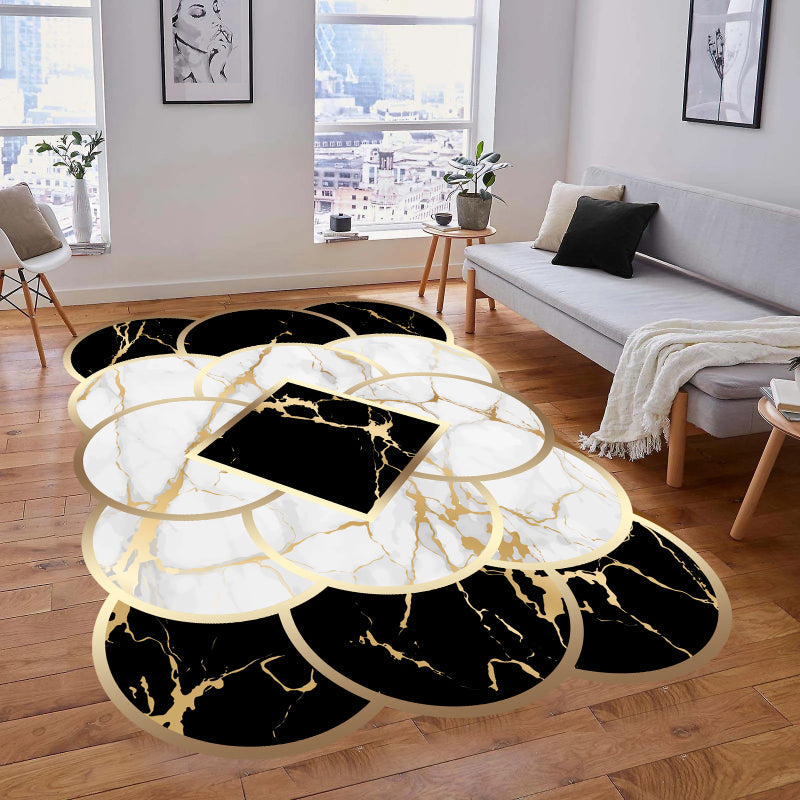 Contemporary Irregular Area Rug Non-Slip Shaggy Floor Carpet for Living Room or Bedroom