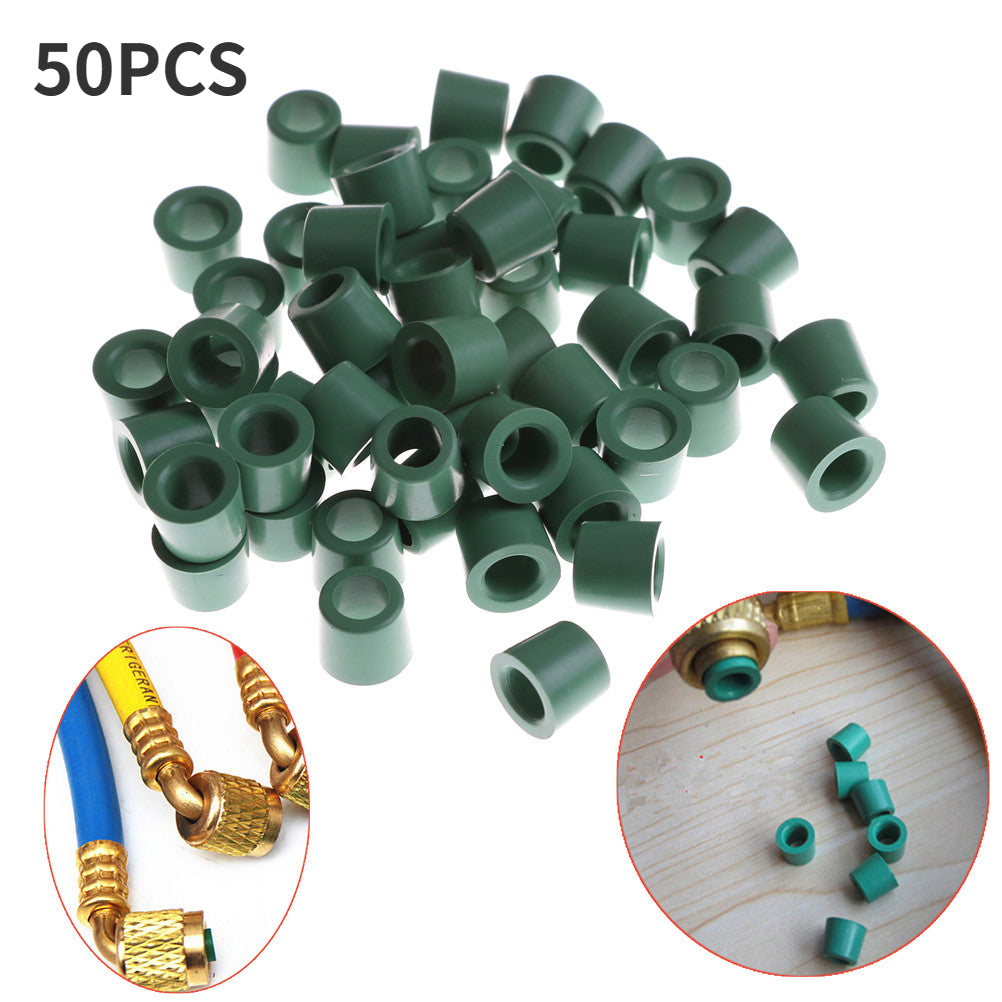 Набор для ремонта кондиционеров на 50 штук с 1/4-дюймовым шлангом для заправки, клапаном, прокладкой и уплотнением