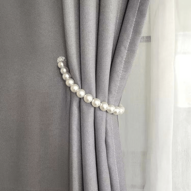 Set of 2 Decorative Magnetic Curtain Tiebacks Faux Pearl Beads for Bedroom Living Room