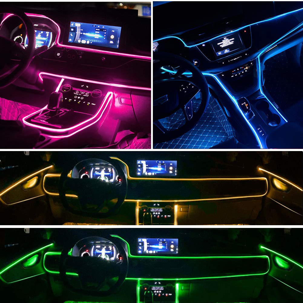 Car Interior RGB LED Strip Lights Ambient Lighting Kit with Music Sync