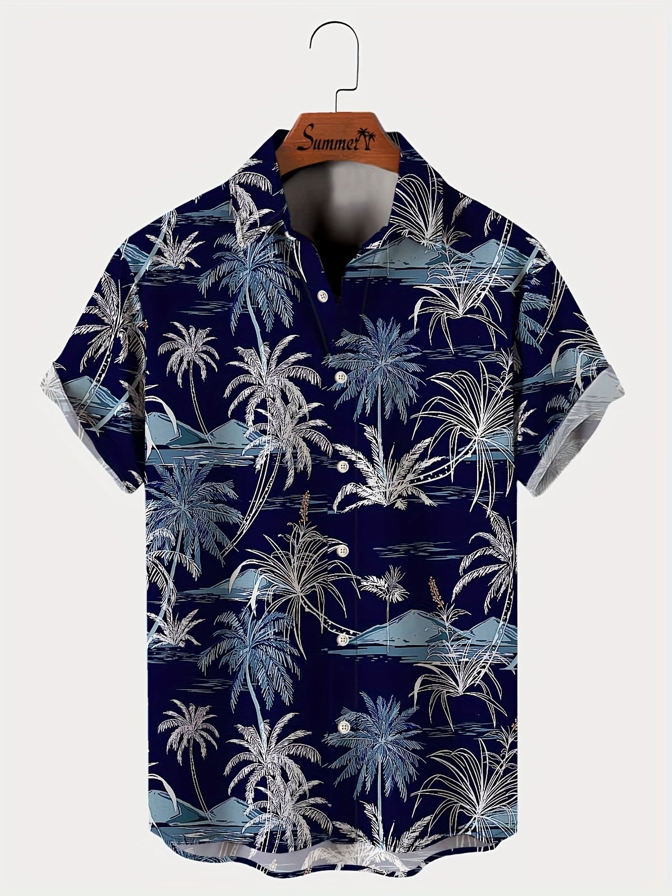 Men's Hawaiian Shirt Short Sleeve Coconut Tree Print Woven Polyester Regular Fit Beachwear Plus Size