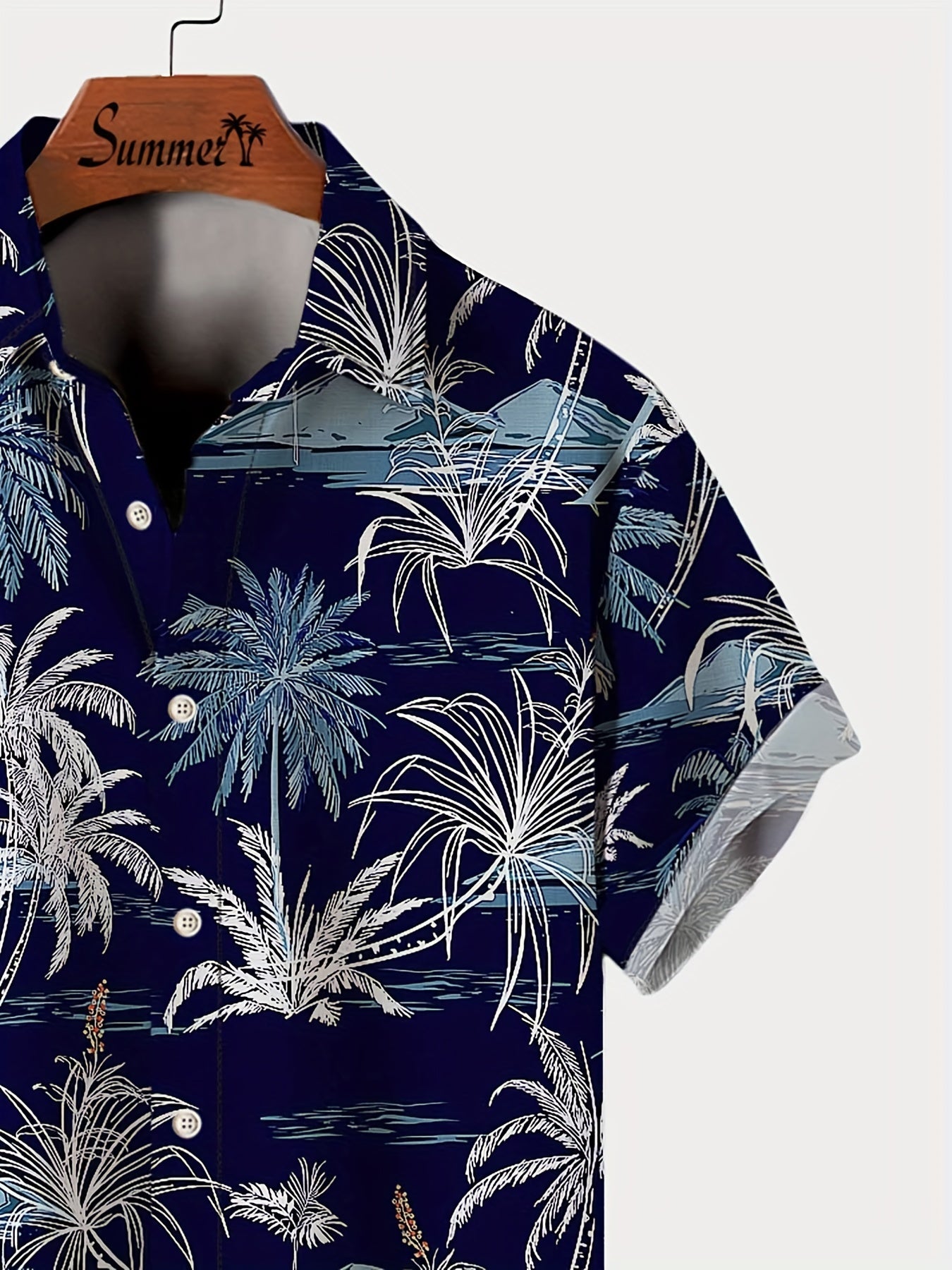 Men's Hawaiian Shirt Short Sleeve Coconut Tree Print Woven Polyester Regular Fit Beachwear Plus Size