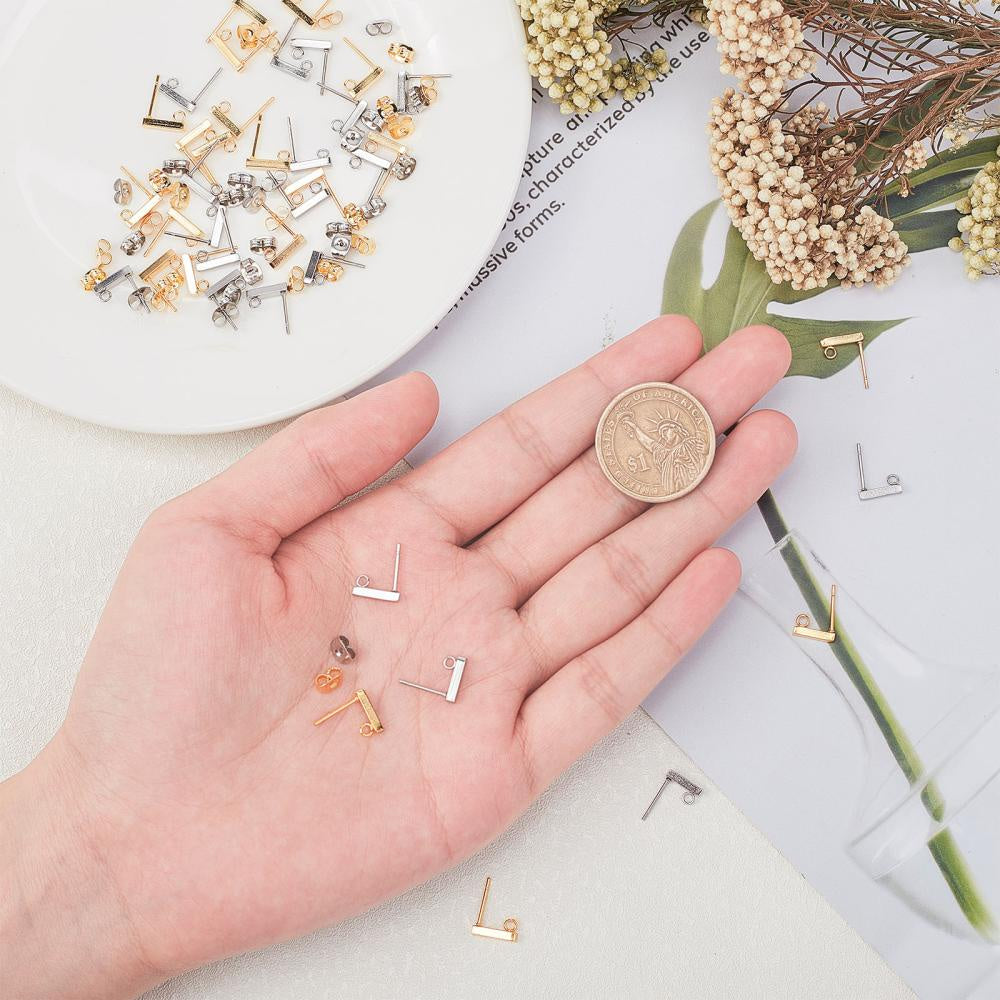 Набор из 10 застежек для серег из нержавеющей стали с петлей и ушной гайкой, 40 штук