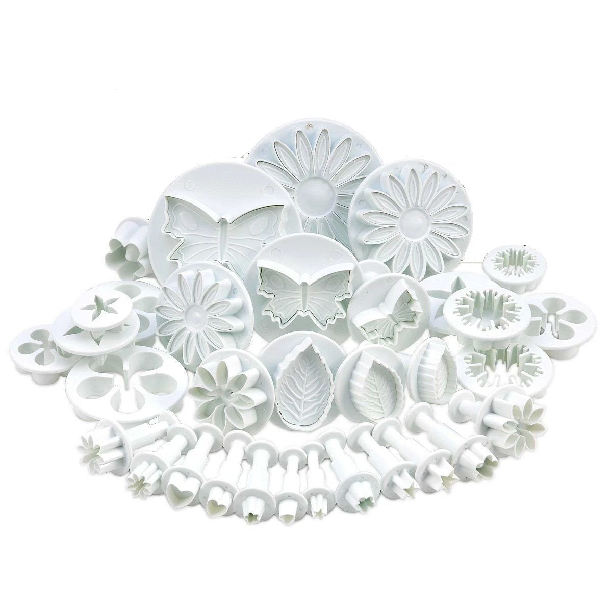 Set of 33 Flower Butterfly Leaf Cookie Cutters and Stamps for Baking and Fondant