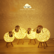 Handwoven LED Sheep Night Light with Remote Control for Bedroom Decor