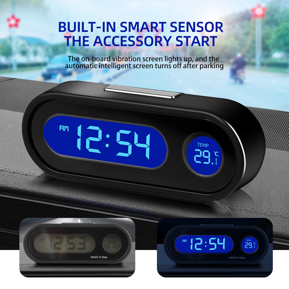 Mini Electronic Car Clock Digital Display Luminous Thermometer Backlight Accessories