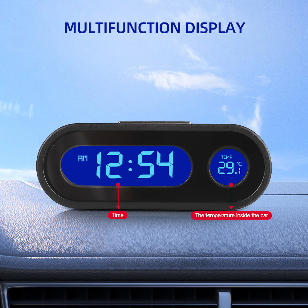 Mini Electronic Car Clock Digital Display Luminous Thermometer Backlight Accessories