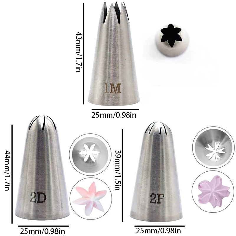 Tort va kek uchun 3 ta katta bezash uchun shpritslar to'plami