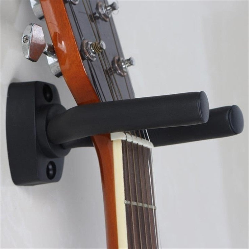 Black Guitar Wall Mount Hanger with Hooks and Picks for Acoustic Electric Bass Ukulele
