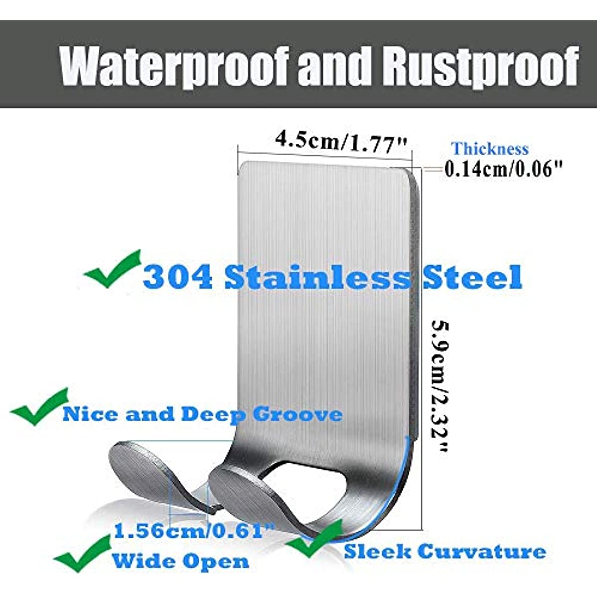 Stainless Steel Razor Holder Wall-Mounted Hooks for Bathroom Kitchen