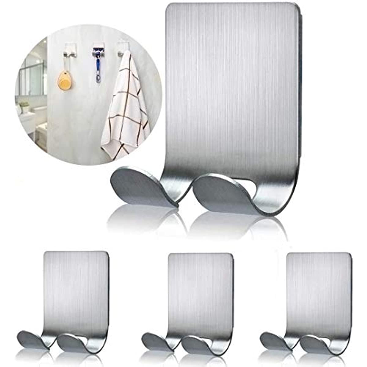 Stainless Steel Razor Holder Wall-Mounted Hooks for Bathroom Kitchen