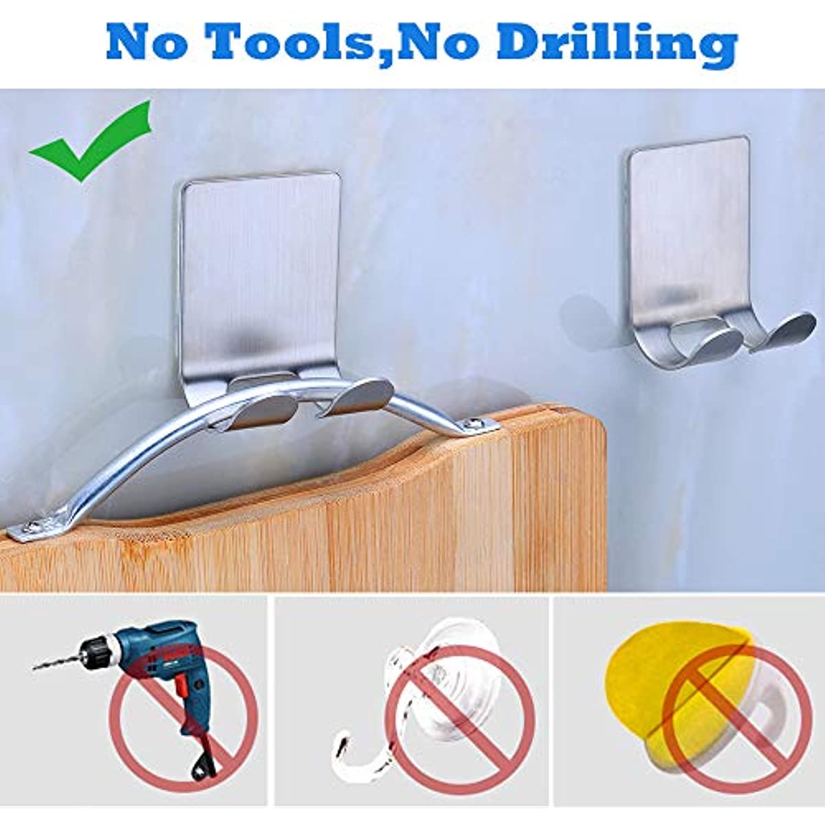 Stainless Steel Razor Holder Wall-Mounted Hooks for Bathroom Kitchen