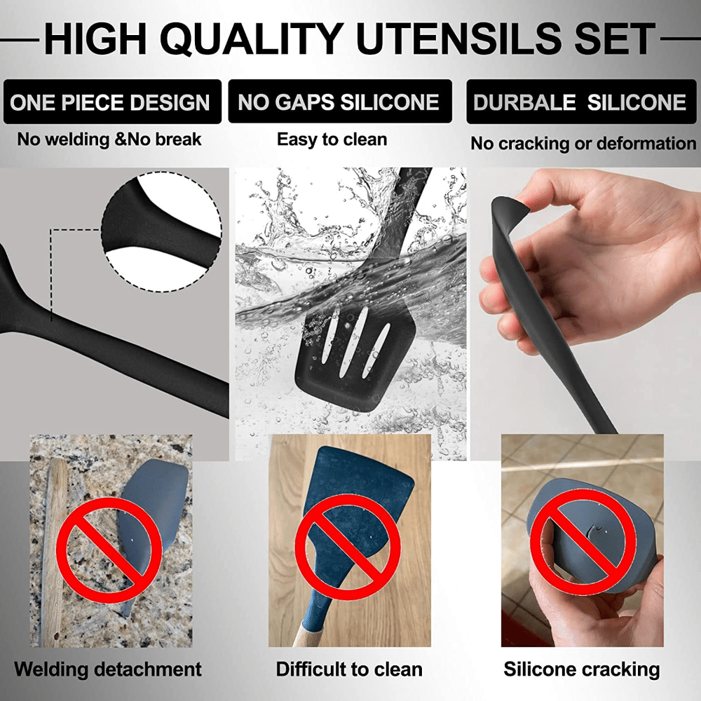 21-Piece Non-Stick Silicone Kitchen Utensil Set with Cooking Tools