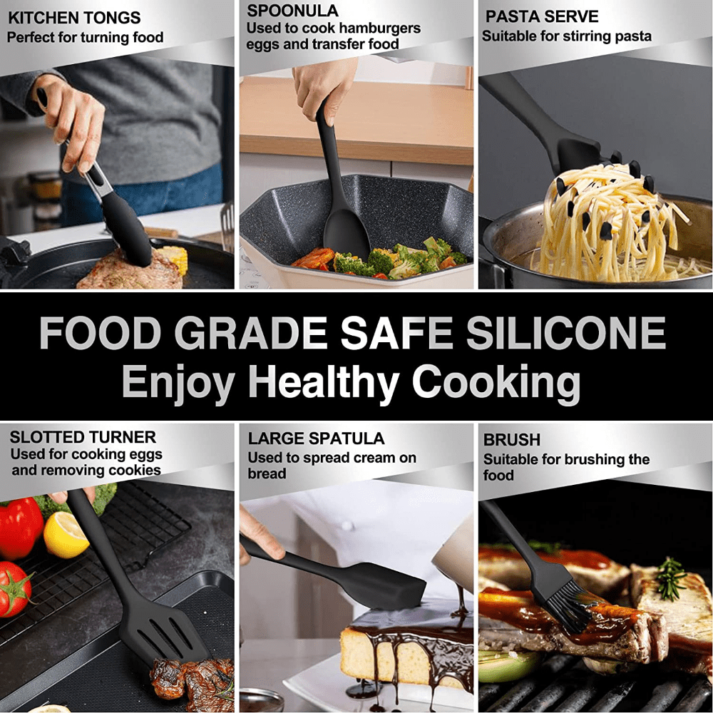 21-Piece Non-Stick Silicone Kitchen Utensil Set with Cooking Tools