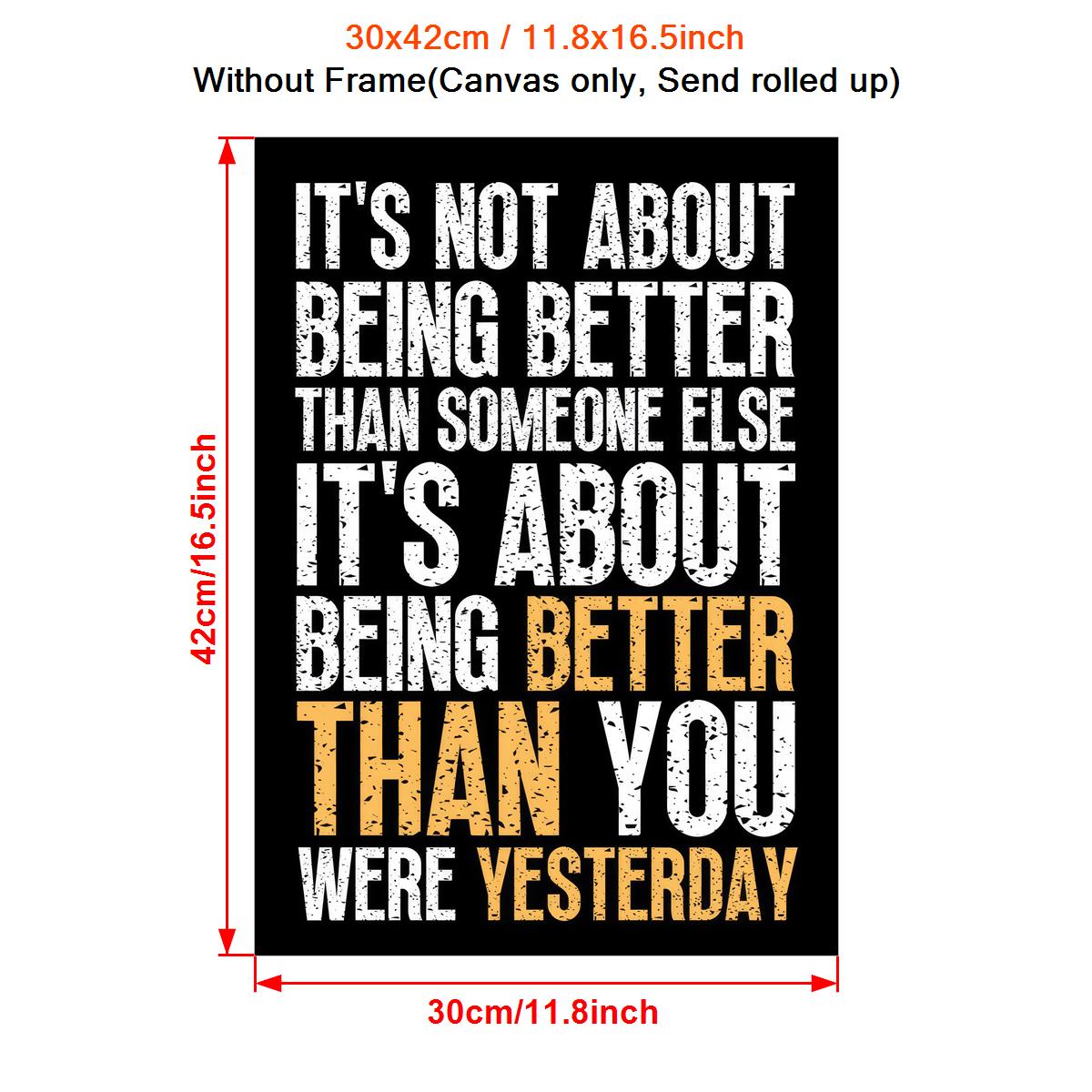 Inspirational Canvas Wall Art Poster for Home Decor Quote Its Not About Being Better