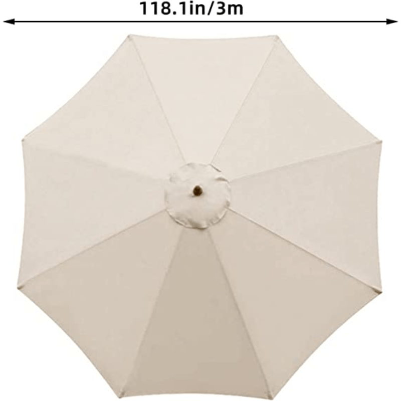 9.84ft Beige Waterproof UV-Resistant Patio Umbrella Canopy Replacement Cover