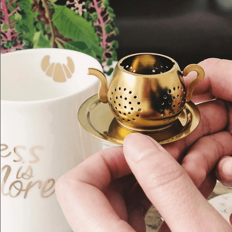 Golden Tea Strainer Stainless Steel Mesh Infuser for Loose Tea Leaves