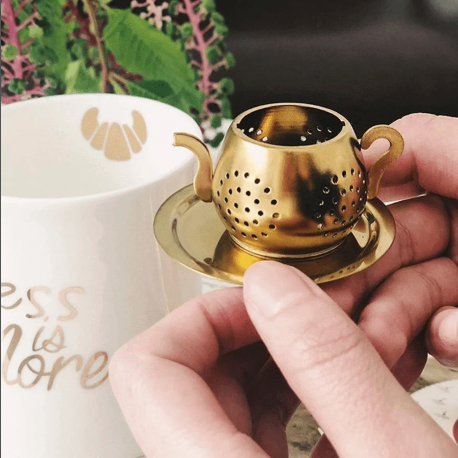 Golden Tea Strainer Stainless Steel Mesh Infuser for Loose Tea Leaves