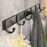 Black Aluminum Wall Hooks for Towels Coats and Clothes Bathroom Organization