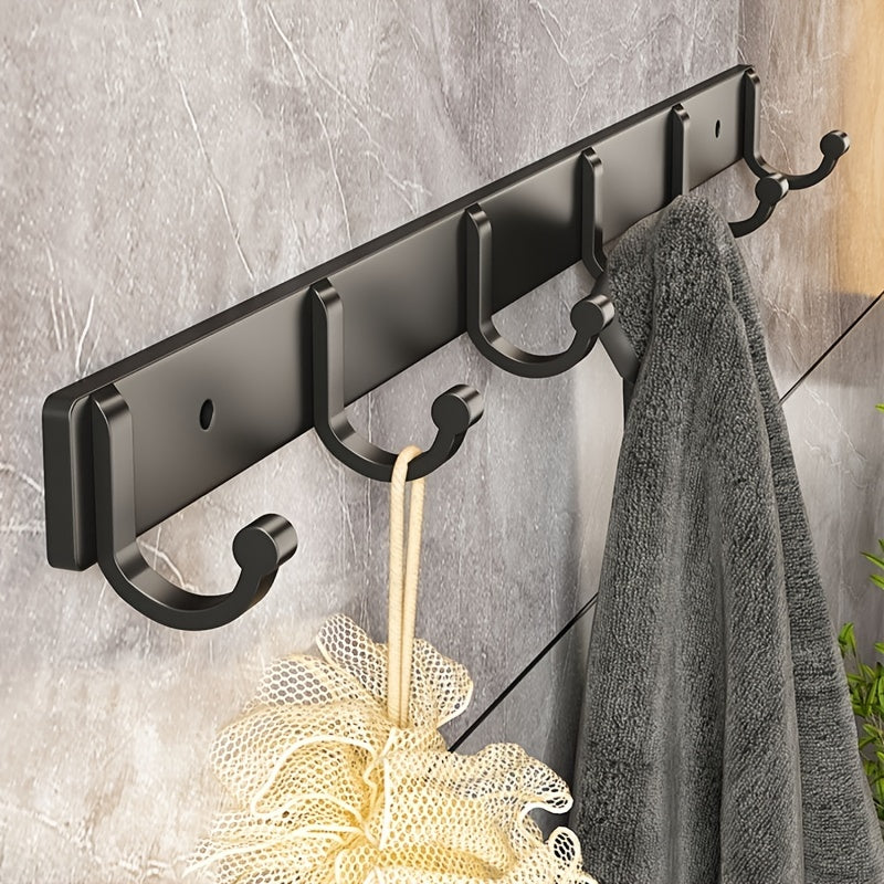 Black Aluminum Wall Hooks for Towels Coats and Clothes Bathroom Organization