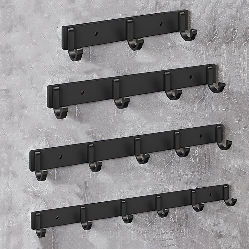 Black Aluminum Wall Hooks for Towels Coats and Clothes Bathroom Organization