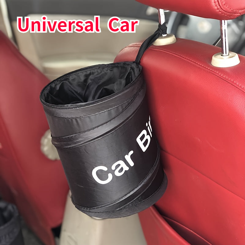 Car Black Collapsible Trash Can with Leak-Proof Rubbish Bag for Vehicle