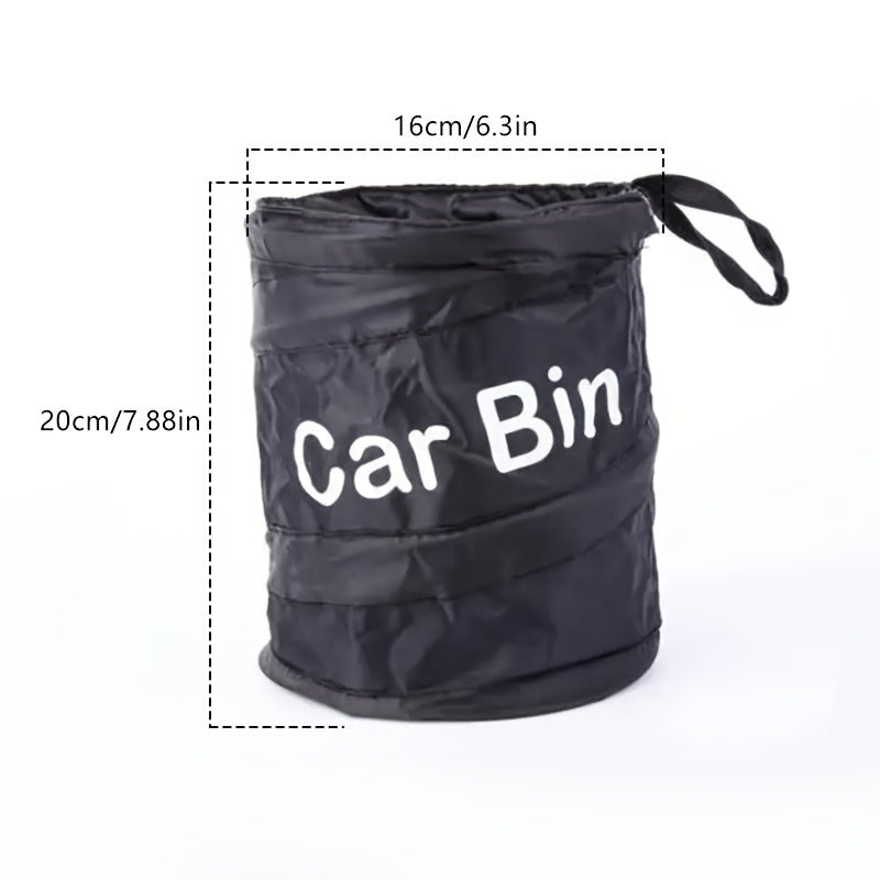 Car Black Collapsible Trash Can with Leak-Proof Rubbish Bag for Vehicle